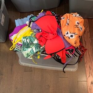 Gigantic Haul Lot Of Bathing Suits Bikinis Tops And Bottoms One Pieces Some NWT